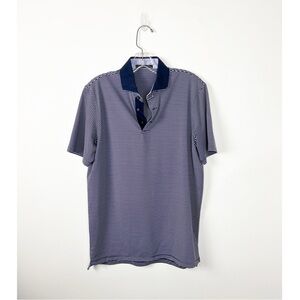 Greyson Striped Dark Navy Blue and Dark Purple Golf Polo S